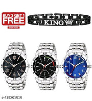 Men's stylish watches Combo-Pek of 3 Watch+King Breslet Free
