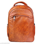 OZEL BAG Premium PU Leather Laptop Backpack School/College/Office/Travel Bags For Men & Women Upto 15inch Laptop - Tan