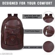 Casual Vegan Leather Office College Laptop Shoulder Business Unisex Backpack