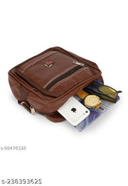 Leather Brown Office/Travel Casual Crossbody Bag For Men