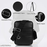 Pure Luxury Gloss Leather Small Sling Bag for Men | Chest Slinger bag | Crossbody Bag| Side Bag Men | Mini Leather Slings | Corporate Gift Item | Passport Document Sling. (Royal Black)