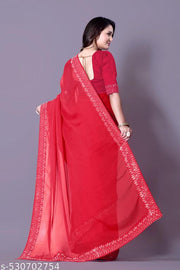 Art  Stone Work hotfix Sari For new design saree for Women's & Girls With Running Blouse Piece