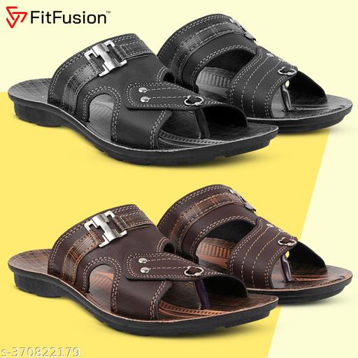 FitFusion Men's Stylish Slipper Combo Pack of 2 Slipper, Casual Flip Flop, Slip On for Men's,Thong Flip-Flops