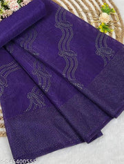 Elegant Shining Net Saree with All-Over Mukesh Work and Matching Blouse Piece