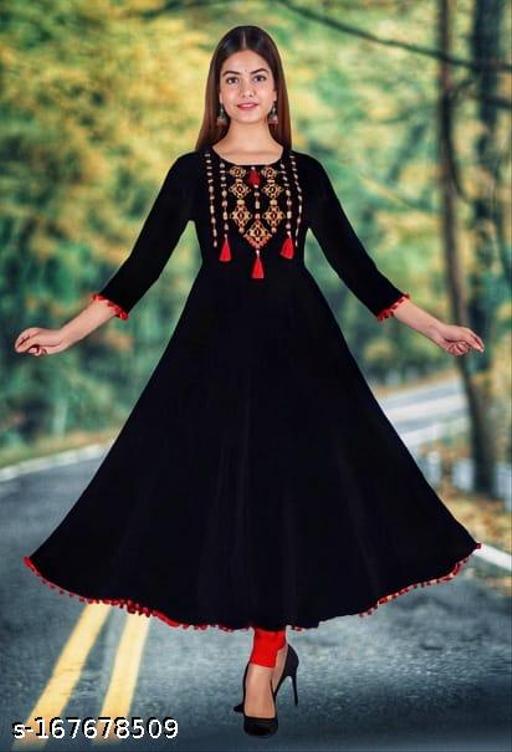 4 LATKAN  Black Embroidered    kurti woman,s