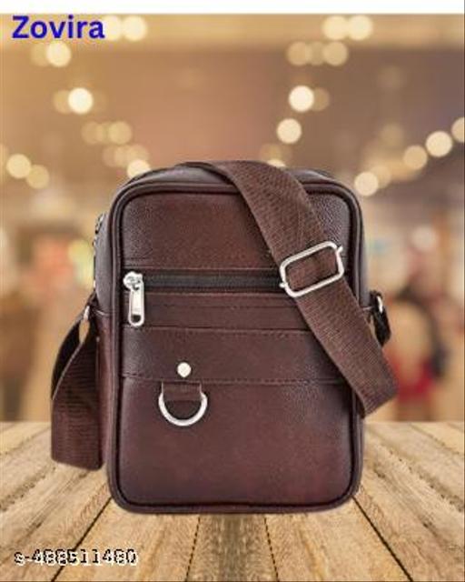 ZOVIRA Faux Leather/Leatherette Sling Cross Body Travel Office Nylon Padded Cross Body Messenger Sling Bag Travel Office One Side Shoulder Bag For Men Women Messenger Bag  Brown  Pack 1
