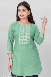 stylelist short kurti with embroidered work