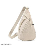 Chest Bag for Women Men Fashion Nylon Lightweight Shoulder Bag Front Back Sling Shoulder Bag Zipper Pouch Day Bag with Handle Casual Beige Chest Bag for Hiking, Work