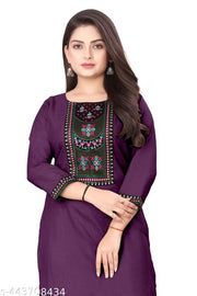 Designer Kurti New Collection Cotton Blend Stylish New Trendy , Women Kurti , Kashmiri Pheran, Cotton Kurti,Embroidered Pattern Casual Kurta for Girls & Women