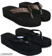 Dr lite sleeper  Girls and Women || Flower Design stylish flip flop || Black Casual Flip flop Women's & Girl's Black color Medium Heel Party wear Flip-flops