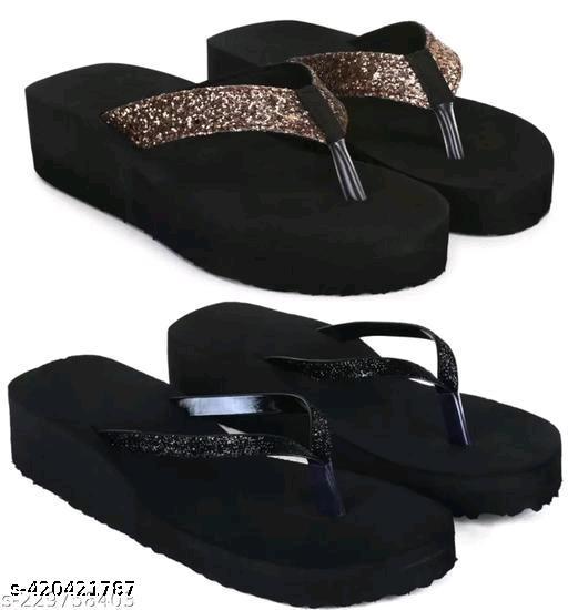 Dr lite sleeper  Girls and Women || Flower Design stylish flip flop || Black Casual Flip flop Women's & Girl's Black color Medium Heel Party wear Flip-flops