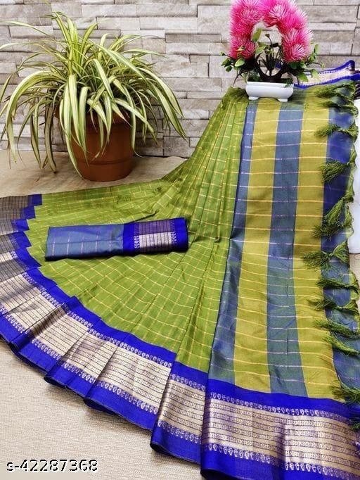 NEW KAVYA CHECKS PETTARN WITH ZARI WOVEN DEISGNER SAREE FOR WOMEN