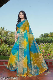 ORGANZA MULTY COLOUR SAREE, FANCY ORGANZA SAREE, ORGANZA SILK SAREE, 3D COLOUR SAREE  SAREE TRENDING SAREE FASTIVAL SAREE