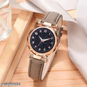 Best Quality Ethnic Embossed Designer Shine Round Dial with Slim Fit Leather Belt Women Analog Watches for Girls
