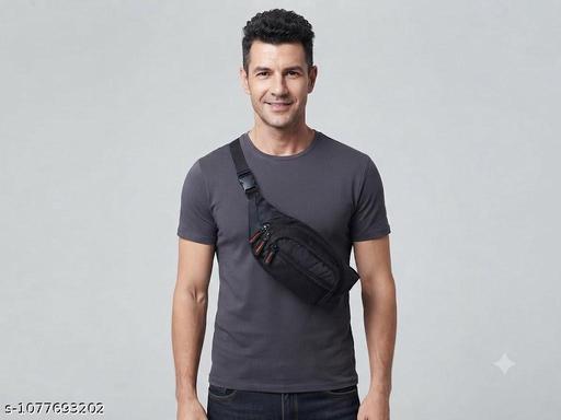 Casual Lightweight Travel Bum Bag and Running Belt Bag in Black