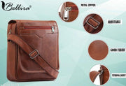 Large Mens Leather Bag Handbag Shoulder Bag IPAD Business Messenger Bag Cross Body Casual Tote Sling Organiser Travel bag with Adjustable Shoulder Strap