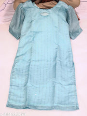 Daily Wear Luxurious Embroidered Heavy Net Kurtis with Sequins and Lining for Women