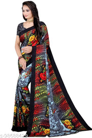 Leelavati- printed crepe MULTICOLOR saree with crepe blouse.VS-882-MULTICOLOR