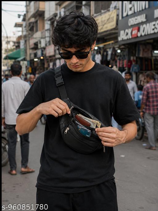Men's Premium Leather Waist Bag | Trendy Crossbody Travel Bag