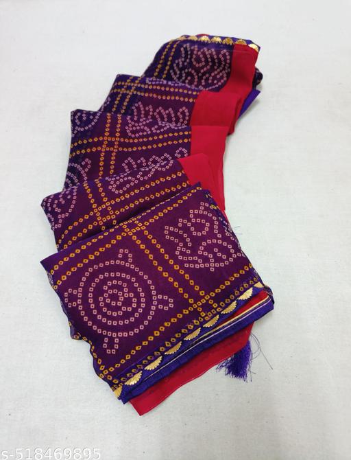 Mahadev Creation's Premium Georgette Bandhani Saree With Unstitched Blouse Piece