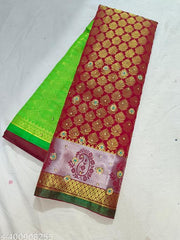 Kanjeevaram Bocade Red Work Banarasi Pattu Silk Saree