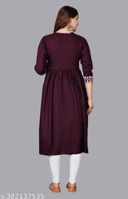 Trendy Stylish Gaither Anarkali Kurta with Three-Quarter Sleeves, Brown | Kurta | Women Kurta | Suit | Girls Kurti | Traditional Kurti | Brown Anarkali Kurta | Anarkali Kurta | Designer Anarkali Kurta |