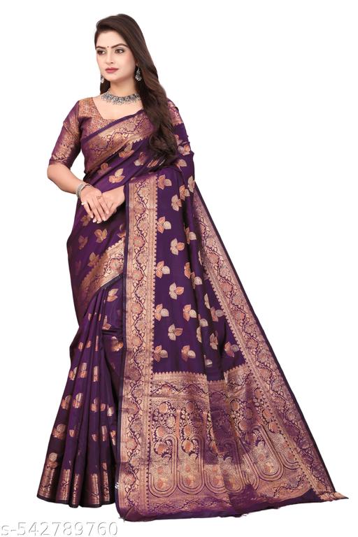 Banarasi Copper Silk Saree with Rich Gold Zari Weaving & Runnig Blouse Piece