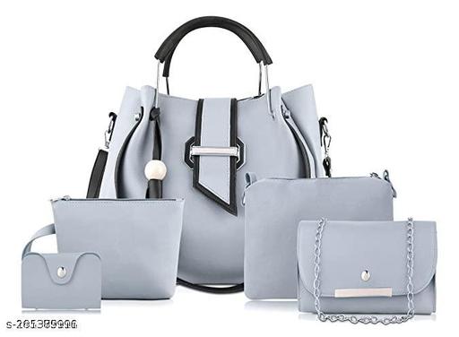 Pu-Leather Women Handbag Combo Set of 5