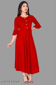 Amazing Latest Fashion Women's Solid Flared kurti | women gowns cotton |
