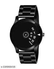 black stylish   paid u Rubber belt men watch