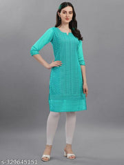 Apari Fab Women's Embroidered Georgette Straight Kurti