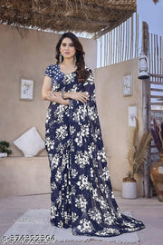 Daily Wear georgette Saree with unstitched Blouse Piece