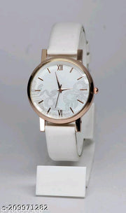 Best Quality Flower Designer Attractive Leather Belt Analog Watches for Women PACK1