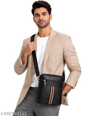 Men's Stylish Cross Body Sling Bag for 10 Inch Tablet | Leather Look Messenger Bag