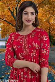 Letest Women Rayon printed Anarkali Kurti