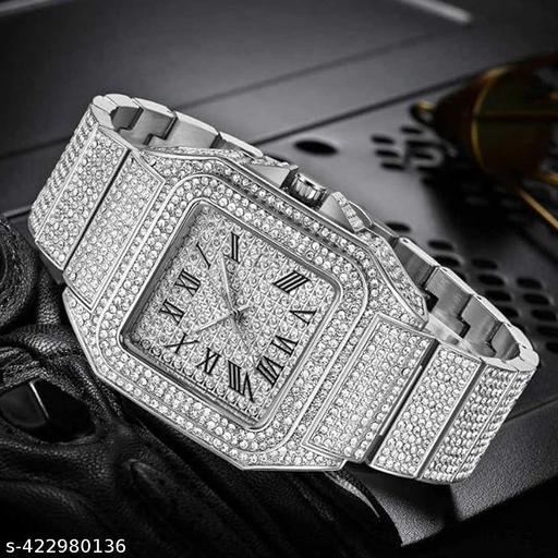 FULL SILVER  DIAMOND WATCH FOR MEN AND BOYS ROYAL ATTRACTIVE LITE WEIGHTED DIAMOND WATCH | WATCH FOR BOYS | WATCH FOR MEN | FABULOUS WATCH | BRANDED WATCH | PREMIUM WATCH