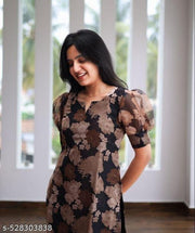 Self Design Organza Flower Design Kurti