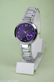 Fabulous Heart Designer Round Case Dial Attractive Metal Belt Women Analog Watches for Girls