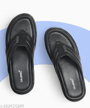 CALIBREL Men Black Slippers | Slipper for men | Sandals for Men| Casual Sandals | Stylish, Comfortable & Durable | Men's Flip-Flops | Trendy men's footwear | Chappal for men | for Daily & Occasion