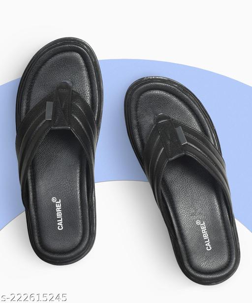 CALIBREL Men Black Slippers | Slipper for men | Sandals for Men| Casual Sandals | Stylish, Comfortable & Durable | Men's Flip-Flops | Trendy men's footwear | Chappal for men | for Daily & Occasion