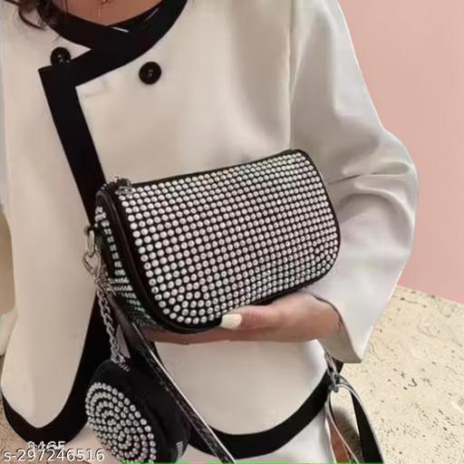 Fantastiqo Sparkling Rhinestone Crossbody Bag with Detachable Coin Purse - Trendy & Versatile!