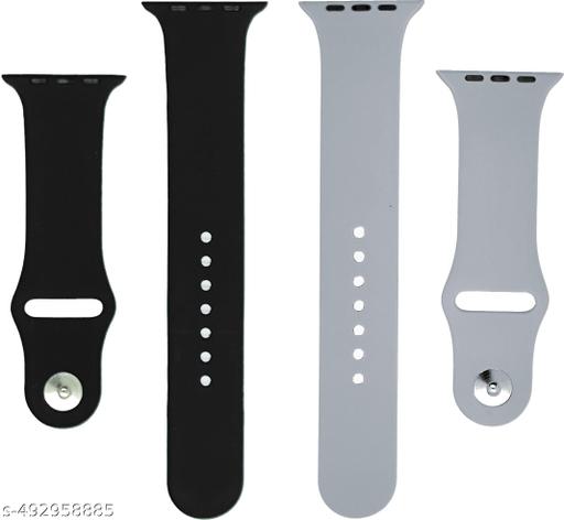Wrapo Soft Silicone Classic Strap Bands | Smart Watch Quick Release Pin for Men, Women | Soft Silicon Smartwatch Strap Compatible with Apple Watch Strap 42mm 44mm , Sport Wristband,(Black,Grey)