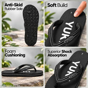 Yuki Unisex Comfortable Flip Flops for Men & Women | Soft Lightweight Casual Slippers | Black Chappal