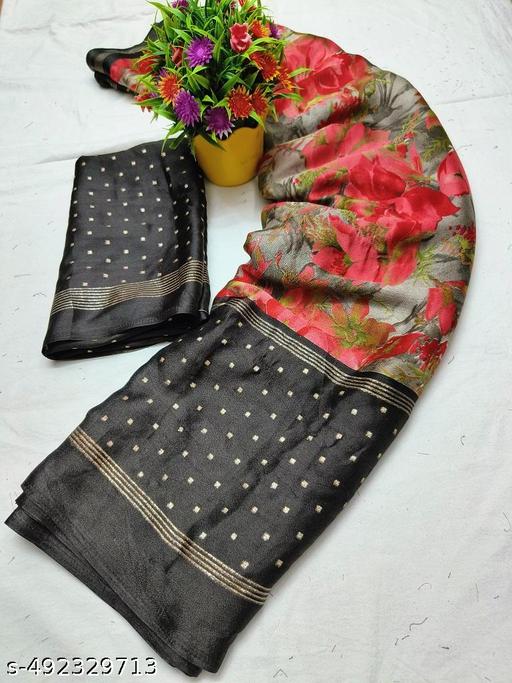 trendy new moss flower printed saree