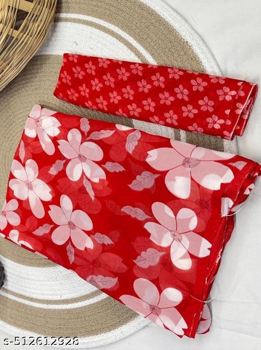 Trendy Womens Georgette Printed Saree with blouse.