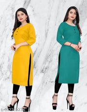 DOZZER FOX  Casule creap kurti  for woman multicoloured  low price  combo of 2