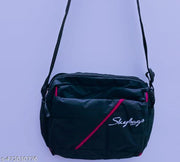 SKYDEN Nylon Padded Cross Body Messenger Sling Bag Travel Office One Side Shoulder Bag For Men Black color