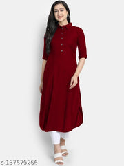 Women's Solid Rayon Kurtis