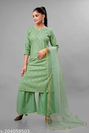 NEW DESIGN ATTRACTIVE LOOK COTTON KURTI SHARARA SET WITH DUPATTA