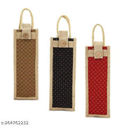 Buy 3-Pack Water Bottle Bag, Jute Wine Bottle/Mini Lunch Box Carry Cover with Handles & Safety Cover with Button(Black ,Red, Brown)